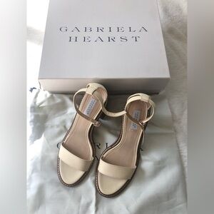 Gabriela Hearst Meister Cream Leather Ankle-Strap Sandals with Low Block Heel